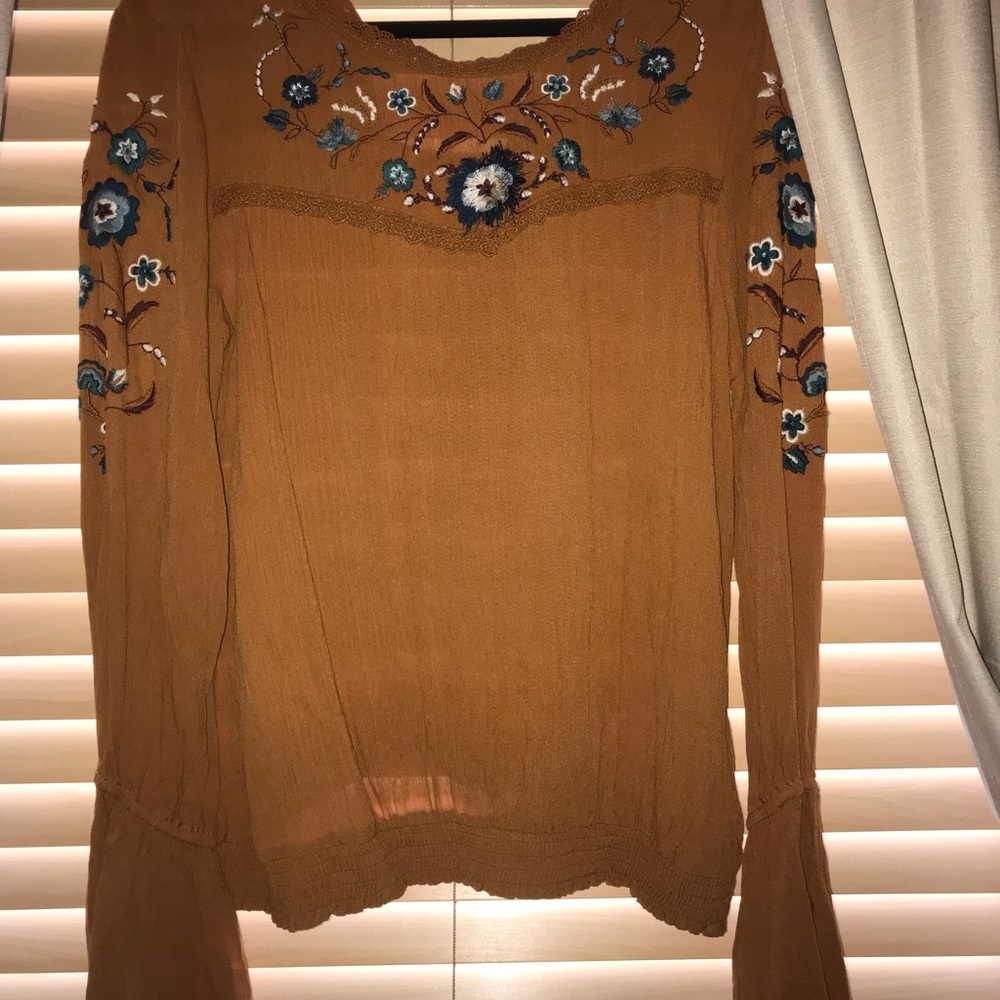 Cute gold floral blouse